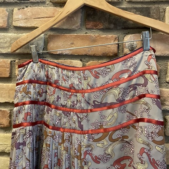 original penguin by munsingwear pleated gray floral silk skirt nwt Mrsp $250 10 - Picture 8 of 11